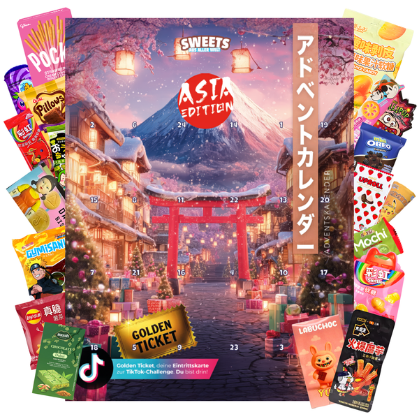 Asiatische Süßigkeiten Adventskalender 2025 - Japanische, koreanische & weitere Snacks - Weihnachtskalender von Sweets aus aller Welt (XL)