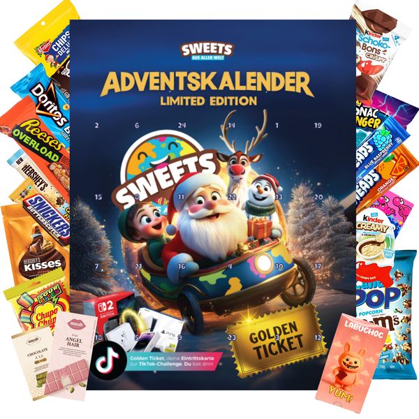 Adventskalender 2025 mit Amerikanischen Süßigkeiten & Snacks aus aller Welt - Weihnachtskalender mit Labuchoc, Dubai Schokolade, Schokobons crispy, Angel Hair & vielen weiteren viralen Highlights (XL)