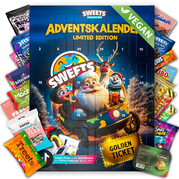 Adventskalender Vegan von Sweets aus aller Welt- Veganer Adventskalender 2025 - Vegane Süßigkeiten mit Schokolade, fruchtigen, sauren & salzigen Süßigkeiten (XL)