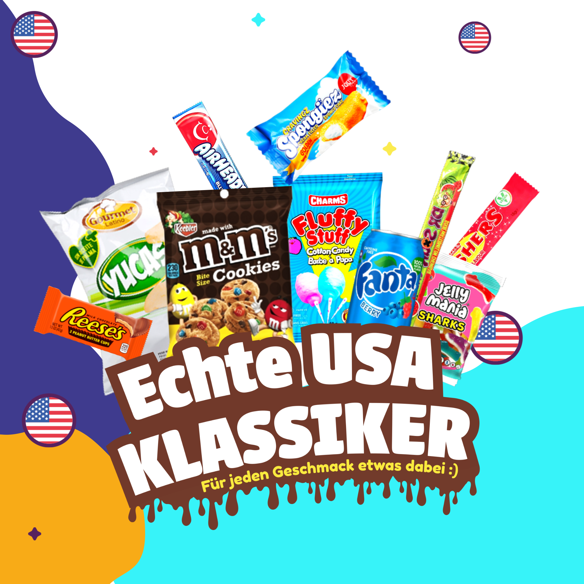 24 Amerikanische Süßigkeiten & Süßigkeiten aus aller Welt