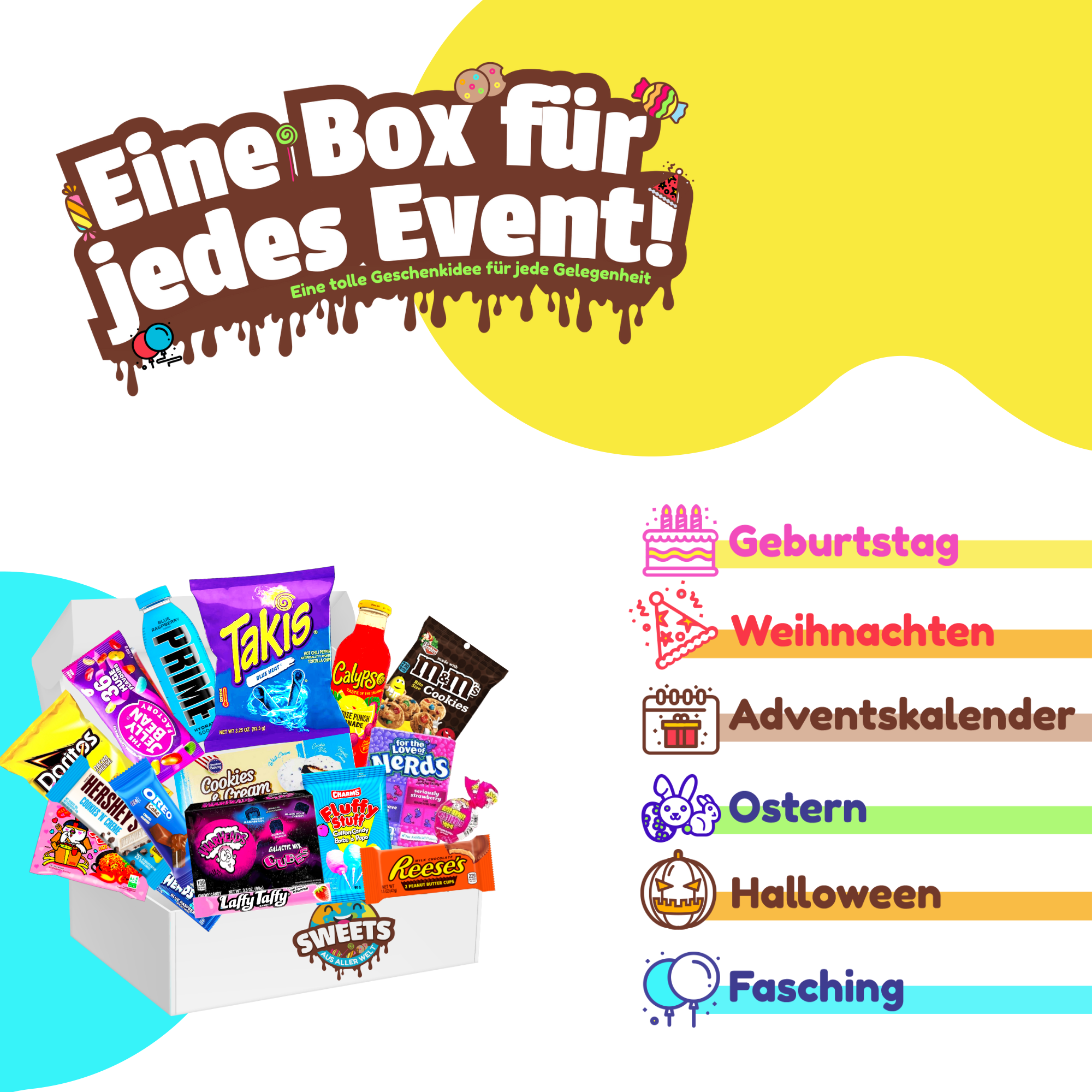 Virale Süßigkeiten Box mit Takis, Prime, Calypso Buldak & vielen Mehr